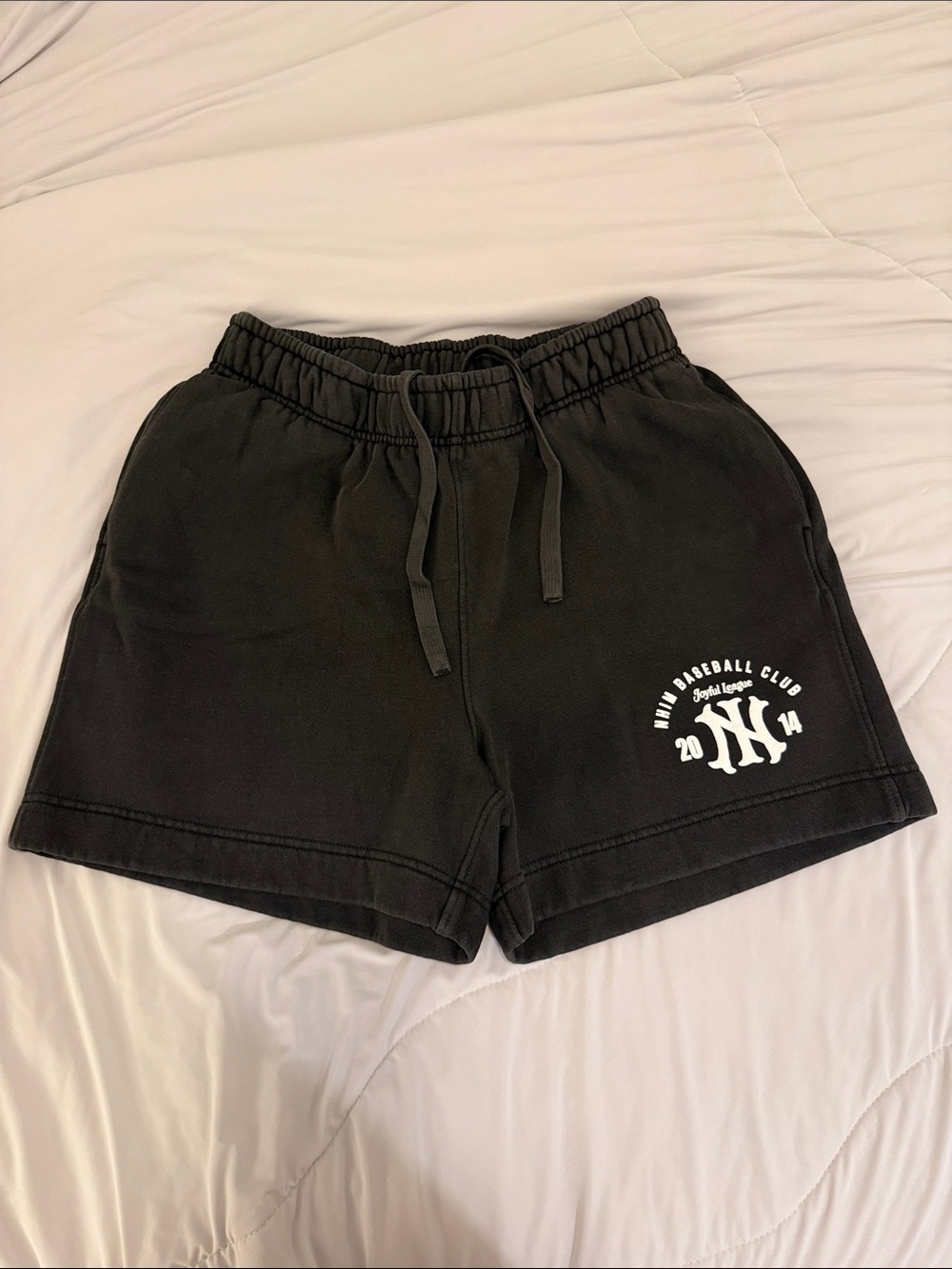 Black Women's Athletic Drawstring Shorts with White Logo